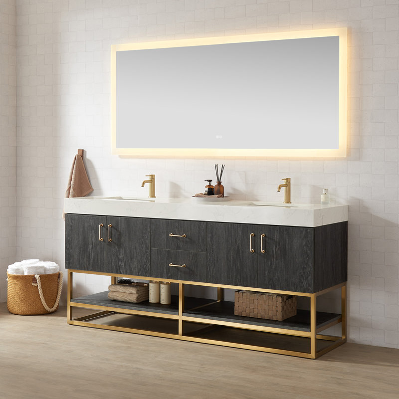 Wade Logan® Annice 72'' Double Bathroom Vanity with Cultured Marble Top